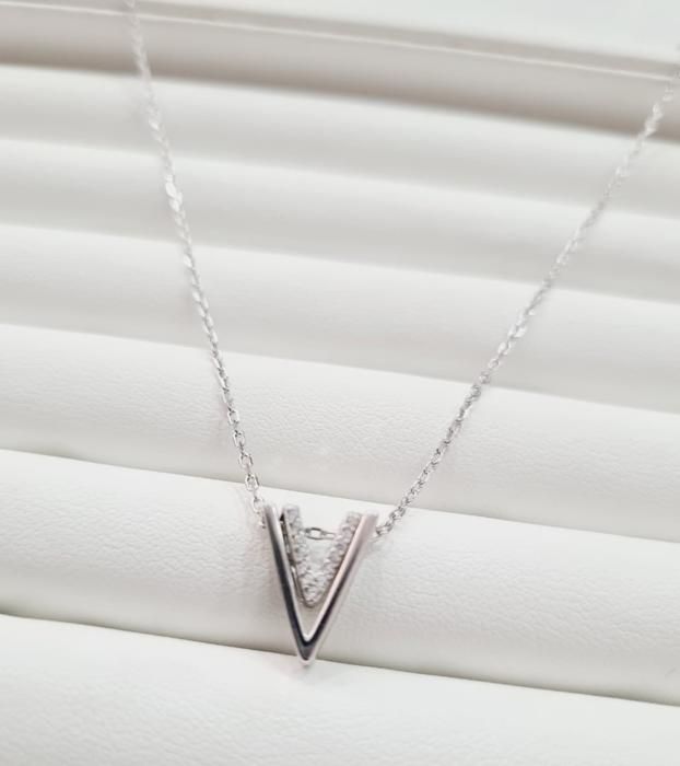 Collier - Argent 925 - Pendentifs en V - Chaîne délicate - Pour femme