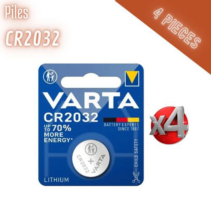 VARTA 4 x Piles CR2032 3V Batterie, Pile Bouton au Lithium 3 volts, Blister 1 unité