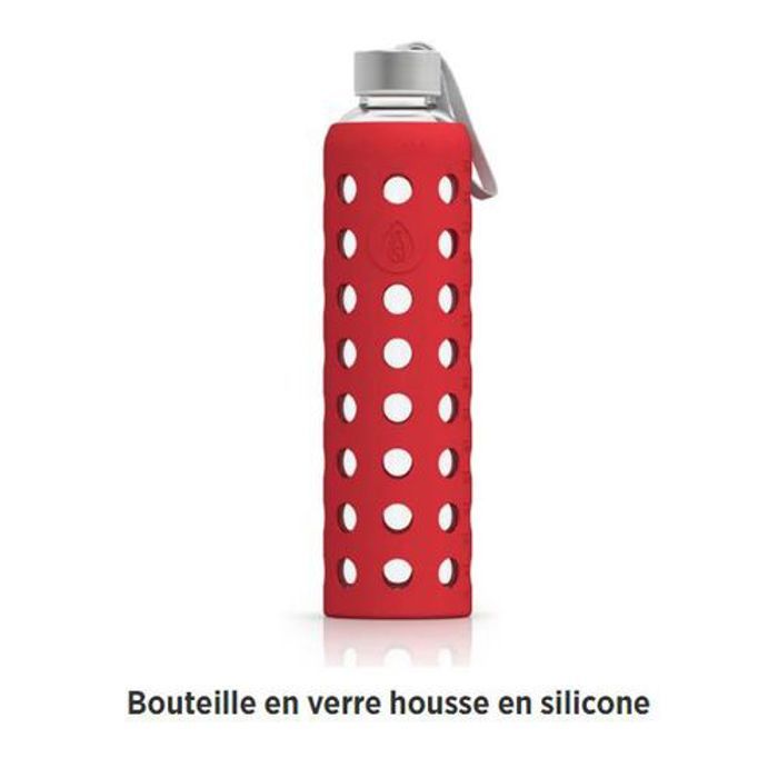 Bouteille d'eau en verre avec housse en silicone