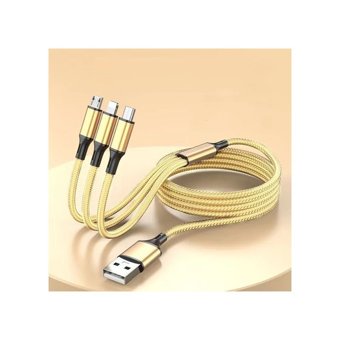 Câble de charge multiple 3en1 Fast Charge et transfert data, IOS/Android/Type-C, 1m