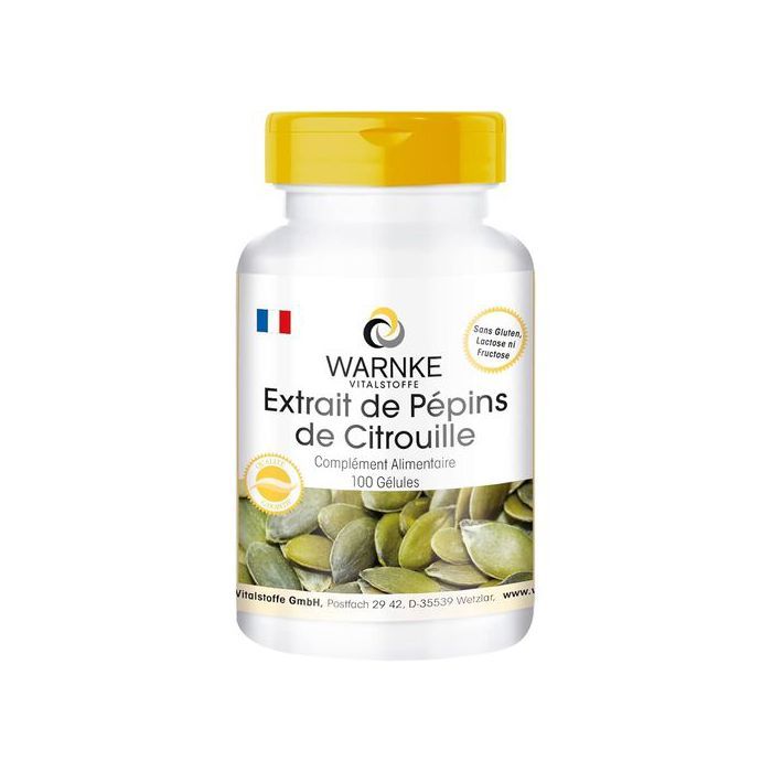 Warnke Pépins de Citrouille - Extrait - 100 gélules - Végan - Avec vitamine E - Made in Germany