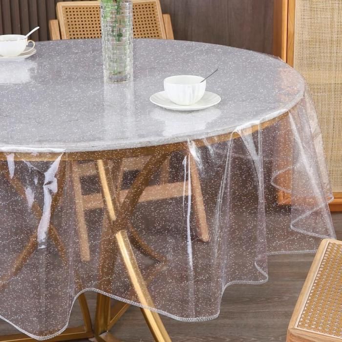 Nappe de table Rond Cristal Pailletée transparent 150 cm - Argent