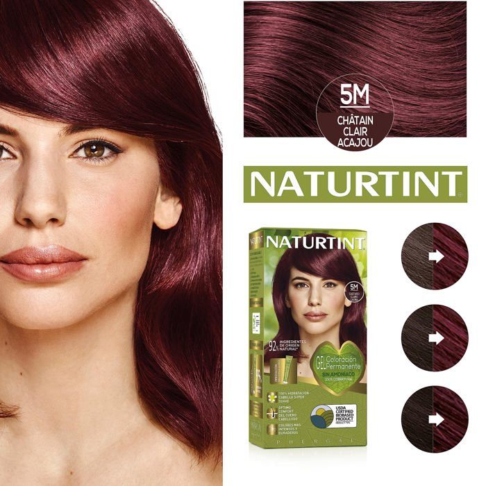 Coloration Cheveux Naturelle Châtain Clair Acajou - 165 Ml SANS AMMONIAQUE SANS DÉMANGEAISONS NI ASSÈCHEMENT