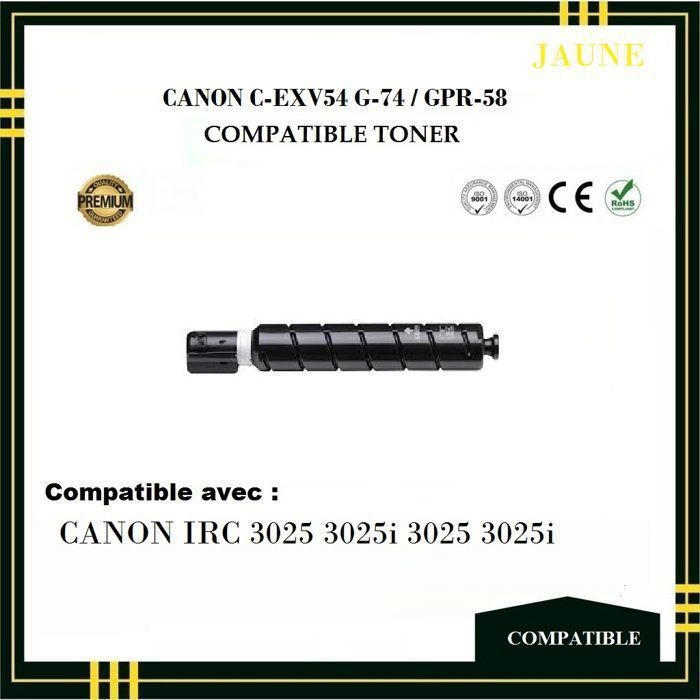 Toner Compatible - CANON - C-EXV54 - Jaune - Pack de 4 - Impression Laser