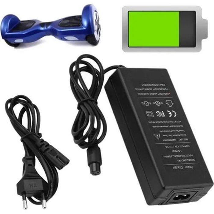 Chargeur pour auto équilibrage Scooter Hoverboard avec prise européenne 42V / 2A