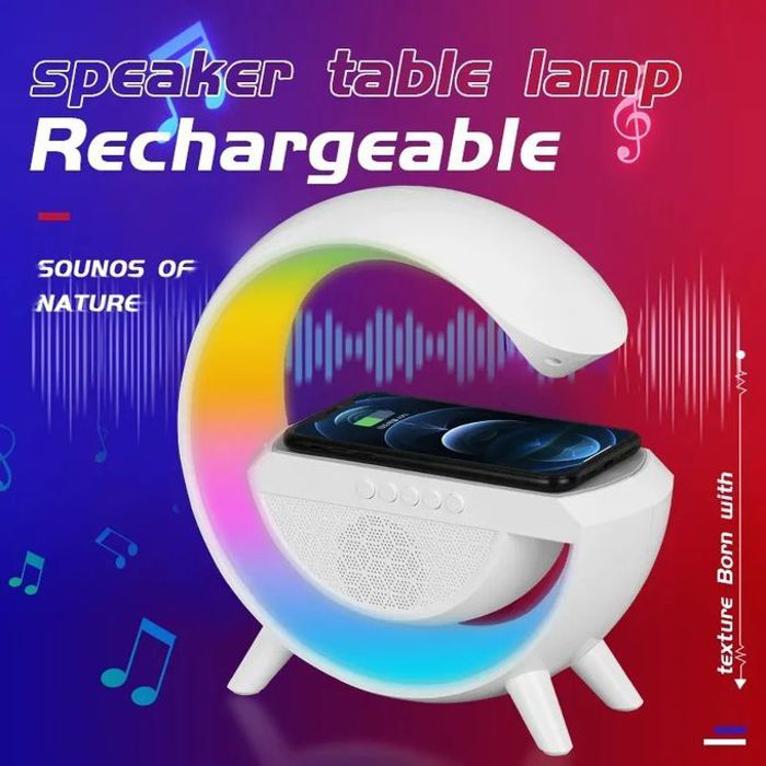 Lampe de nuit, station de charge rapide sans fil, avec haut-parleur bluetooth tf