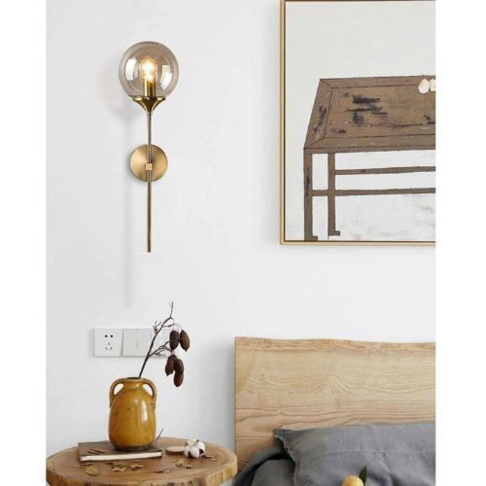 Applique Murale-Gold Minimaliste Désigne Verre Ambre + Ampoule Led Offerte