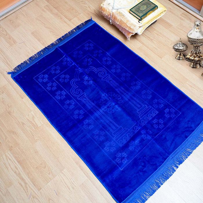 Tapis de prière - AL Imane - Bleu foncé - Tissu synthétique - Motifs orientaux - Intérieur