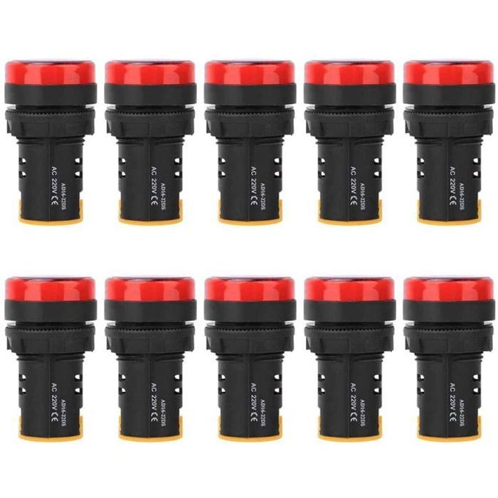 Tosun 10Pcs Voyant Led Lumineux Rouge 220V Ad16-22D/S(rouge)