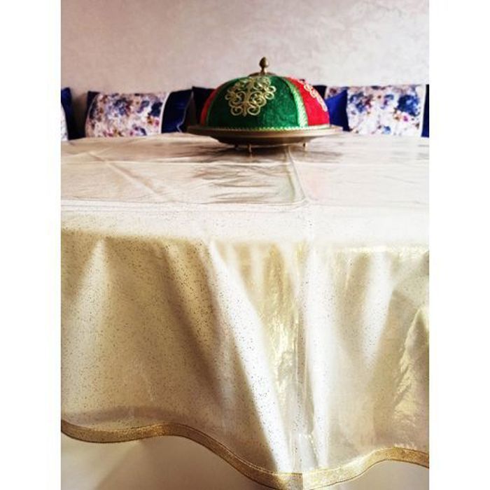 Nappe de table Rond Cristal Pailletée transparent 150 cm - Or