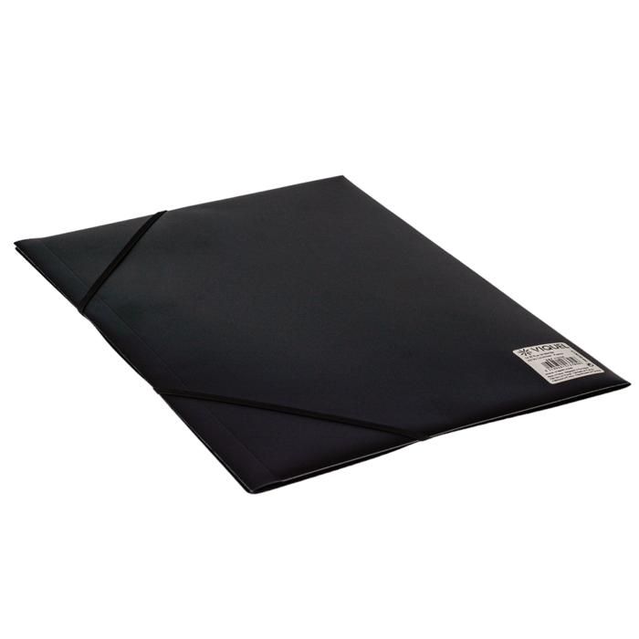 Chemise à 3 Rabats Élastique Poly A4 Noir + Étiquette