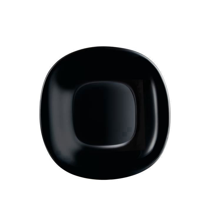 Assiette à dessert - Carine - 19 cm - Noir - Verre trempé - Compatible lave-vaisselle