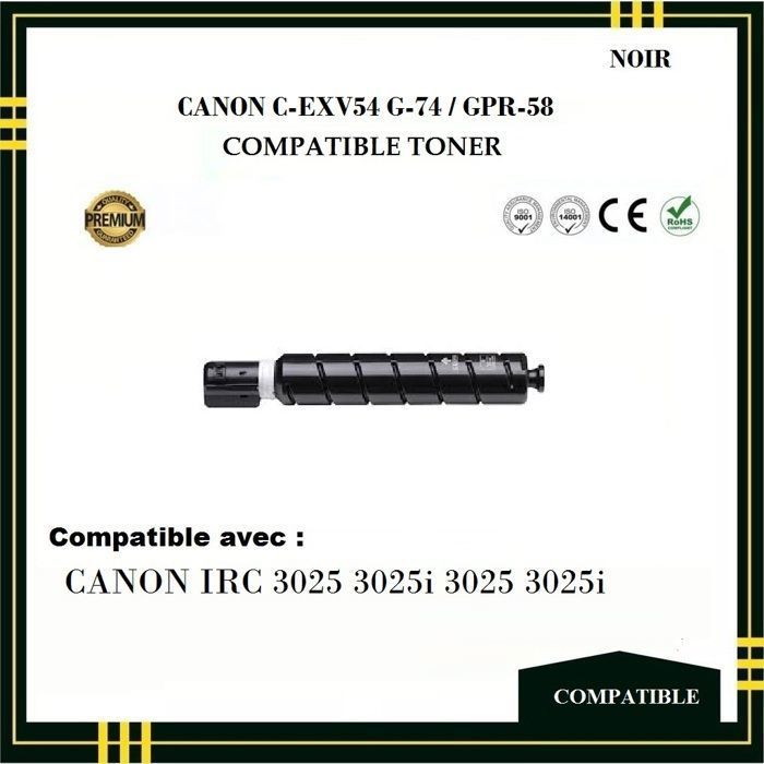 Toner Compatible - CANON - C-EXV54 - Noir - Pack de 4 - Imprimantes Laser