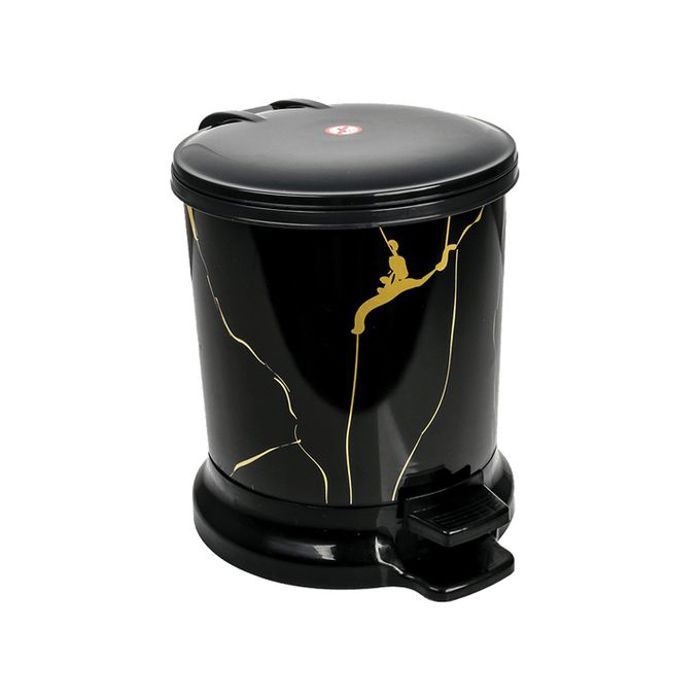 Poubelle à pédale ronde décoré marbrée 5L NOIR