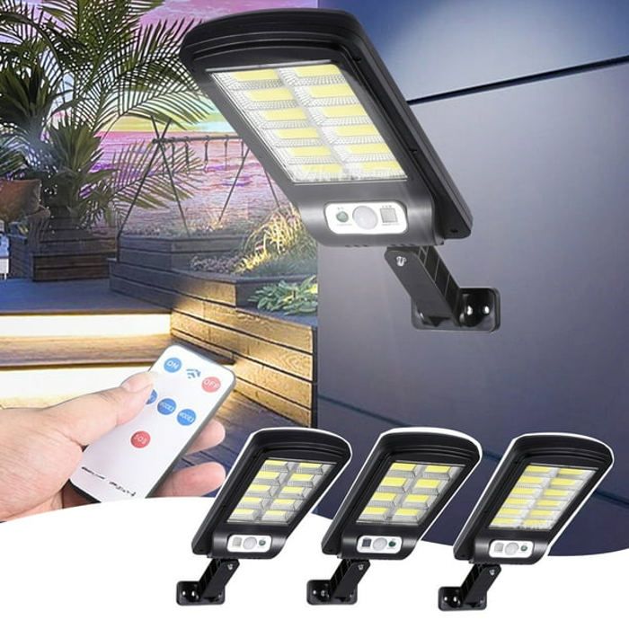Lampe solaire - Non spécifié - Lot de 3 - 120W - Détecteur de mouvement - Télécommande incluse