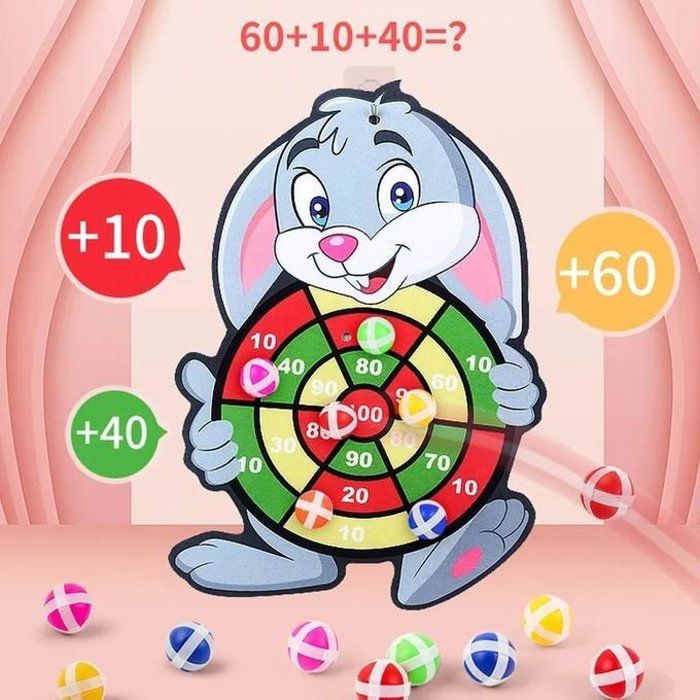 Jeu de Fléchettes pour Enfants - Jouet Éducatif Interactif avec 3 Balles Collantes - Thème Lapin