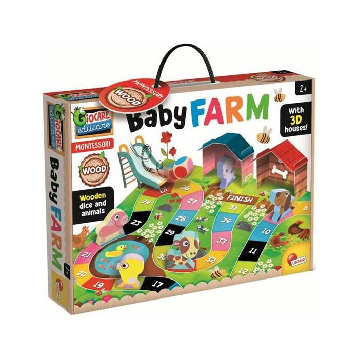 Jeu éducatif - Montessori - La Ferme - Animaux en bois - Maisons colorées - 3D