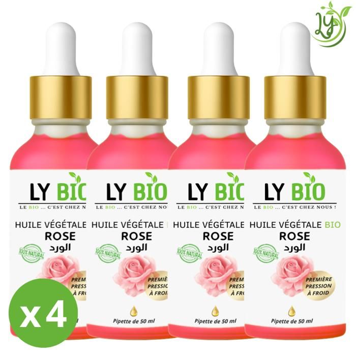 LYBIO PACK HUILE ROSE 50ml - PIPETTE LOT DE 4 bouteilles