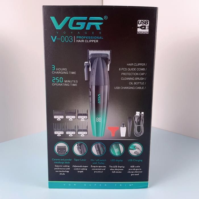 Tondeuse à cheveux VGR V-003 , outils de barbier professionnels avec alimentation USB