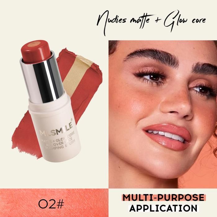 MLSMILE Fard à joues Solid 2N1 Blush Cream Highlight Stick Matte And Glow Core #02 - 7g