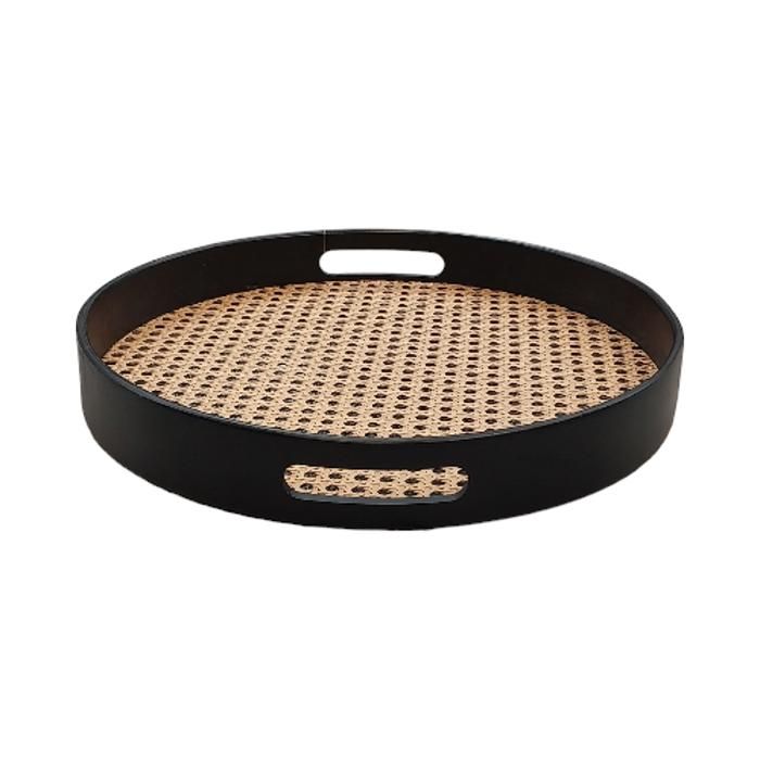 plateau en bambou peint avec rotin 35*5cm