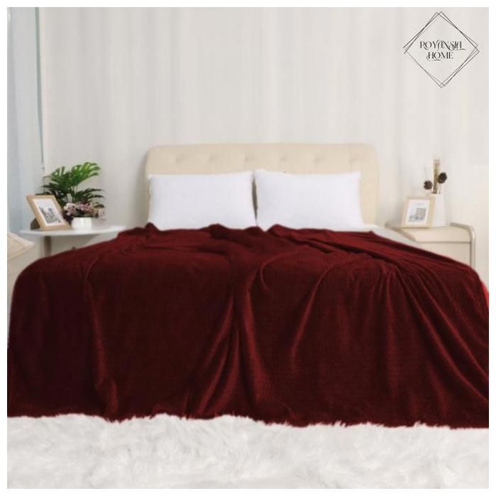Couverture - ROYANSIA HOME - Flanelle 220x240 cm - Ultra Douce - Rouge - Résistante