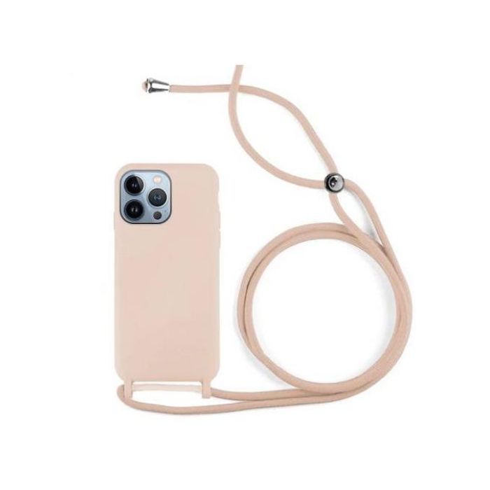 Coque Cordon - APOKIN - iPhone 13 Pro Max - Semi-rigide - Lanière ajustable 80cm - Rose