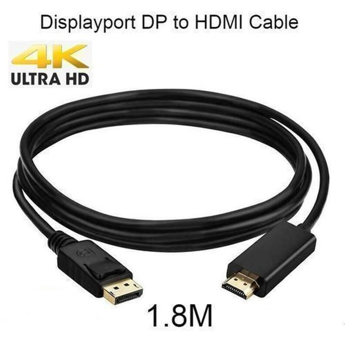 Adaptateur HDMI vers DisplayPort - Multicolore - 1,8m - Transmission audio/vidéo HD - Connecteurs plaqués or