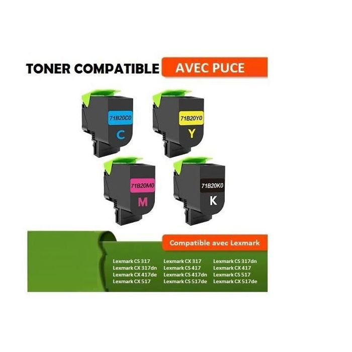 Toner compatible - Lexmark CS317/CX317 -  - 3000 pages noir - 2300 pages couleur