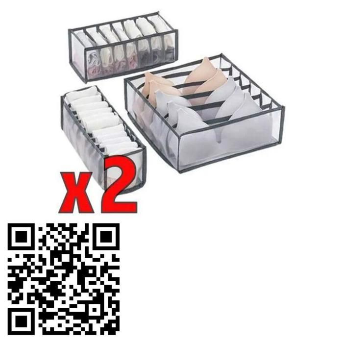 Set de 6 Organisateurs Pliables pour Sous-Vêtements avec Grilles Multiples