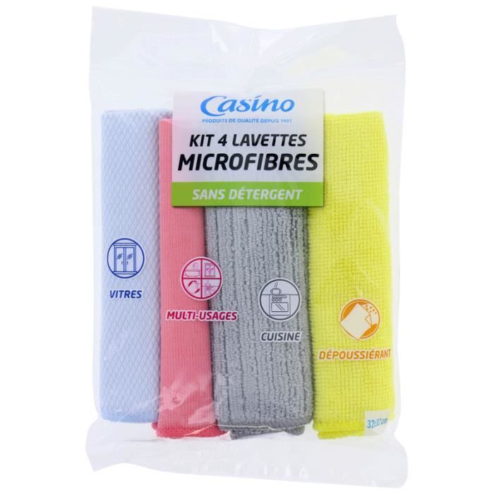 Kit de 4 Lavettes Microfibres - Sans détergent