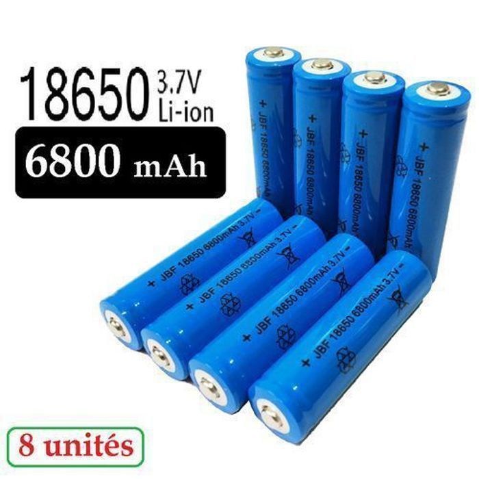 Batteries rechargeables - Li-ion - 18650 - 6800 mAh - 3.7V - Pack de 8 sans emballage
