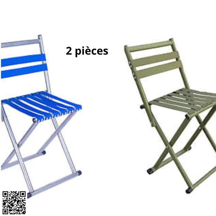 Chaise pliante - Non spécifié - Lot de 2 - Pliable - Portable - Dossier inclinable