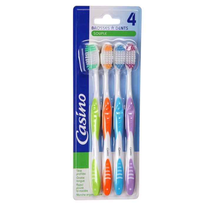CASINO Lot de 4 brosses à dent - Souple