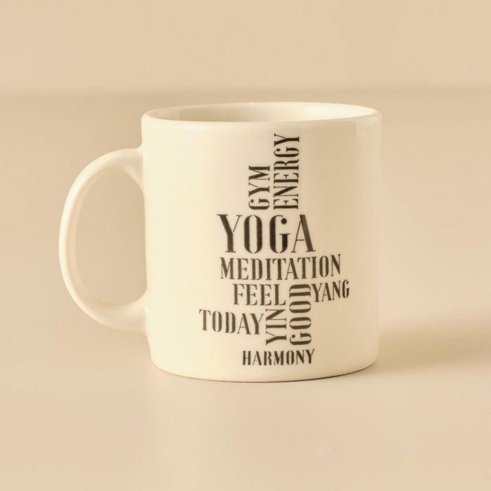 Tasse en porcelaine - Yoga - Noir - 390 cc - Compatible lave-vaisselle - Design contemporain