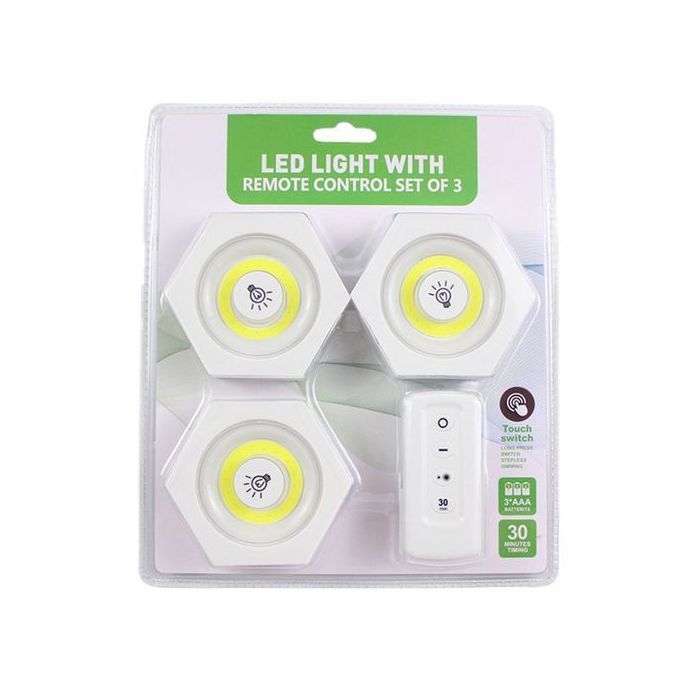 (pack 3 pcs) lampes COB LED Night light sans fil plus télécommande pour armoire