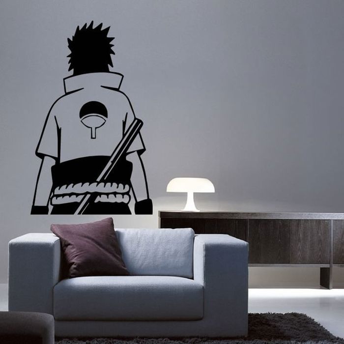 Sticker mural - Naruto - Sasuke Uchiha - Vinyle - Noir - 55x90 cm