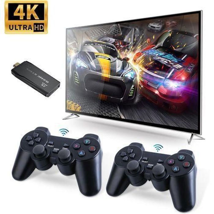 Console de jeu vidéo - Data Frog - 4K HD - 10000 jeux - Double manette sans fil - HDMI