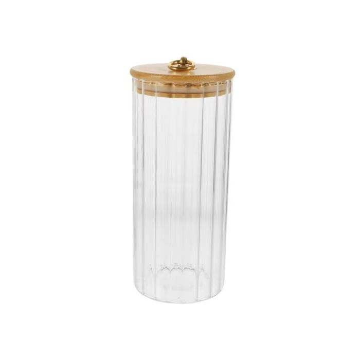 BOITE DE CONSERVATION EN VERRE GF  COUVERCLE EN BAMBOU POIGNEE DOREE