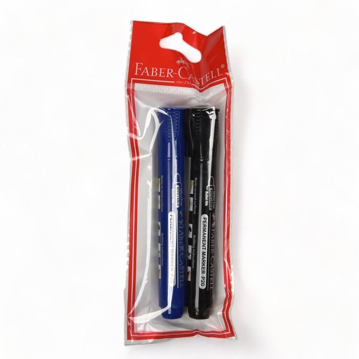 MARQUEUR PERMANENT X 2 (NOIR ET BLEU) FABER CASTELL