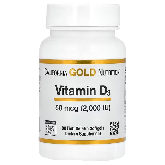 California Gold Nutrition Vitamin D3, 50 mcg (2,000 IU), 90 Fish Gelatin Softgels