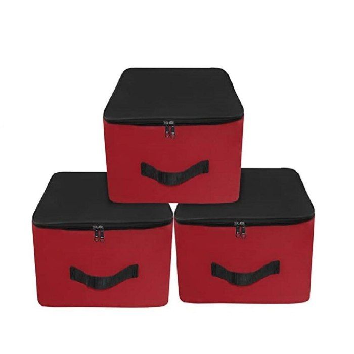 Sac de rangement - Noname - Lot de 3 - Nylon résistant à l'humidité - Rouge et Noir - 38,1 x 25,4 x 35 cm