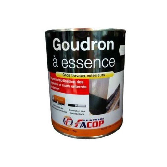 FACOP Imperméabilisation des façades et murs enterrés en béton Goudron à Essence 1kg