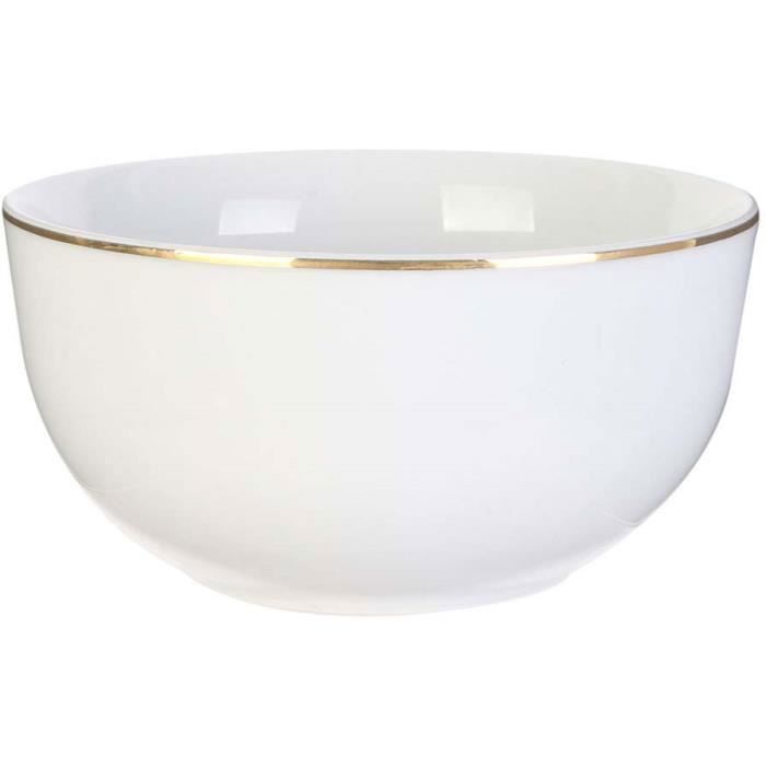 Bol en porcelaine - Non spécifié - 50 cl - Liseré doré - Ø 14,5 cm - H 7 cm