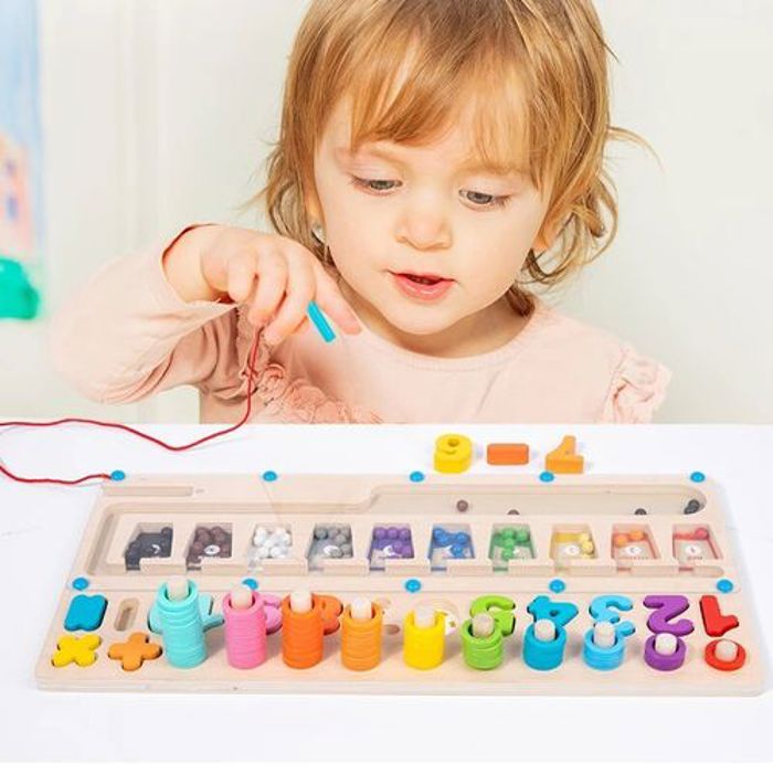 Tableau de logarithme trois en un - Jouets Montessori en bois - Préscolaire