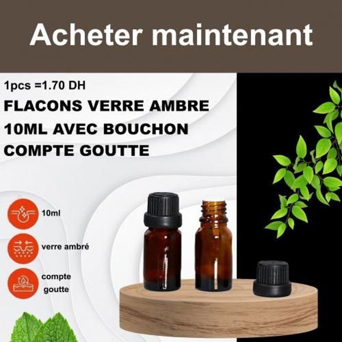 192 Pièces bouteille d'huile essentielle ambre 10 ml avec compte-gouttes