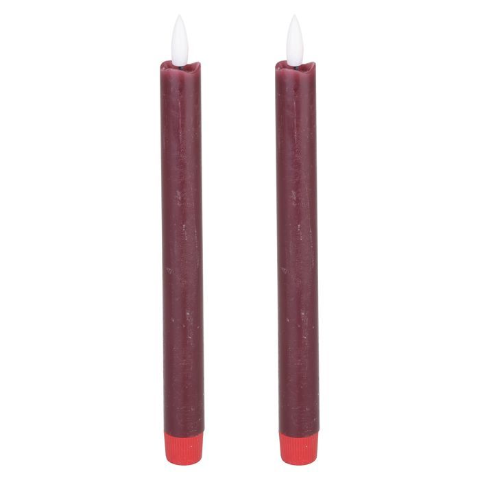 Bougies LED - ANTANABE - Lot de 2 - Rouge - Diamètre 2,2 cm - Hauteur 24,5 cm