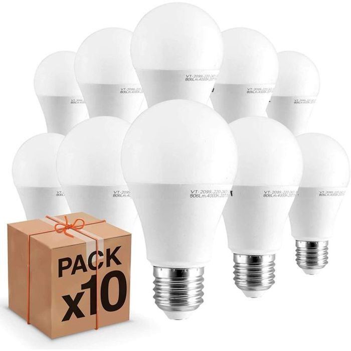 Light Lot de 10 ampoules LED E27, 12W , Lumière Jaune 3000K