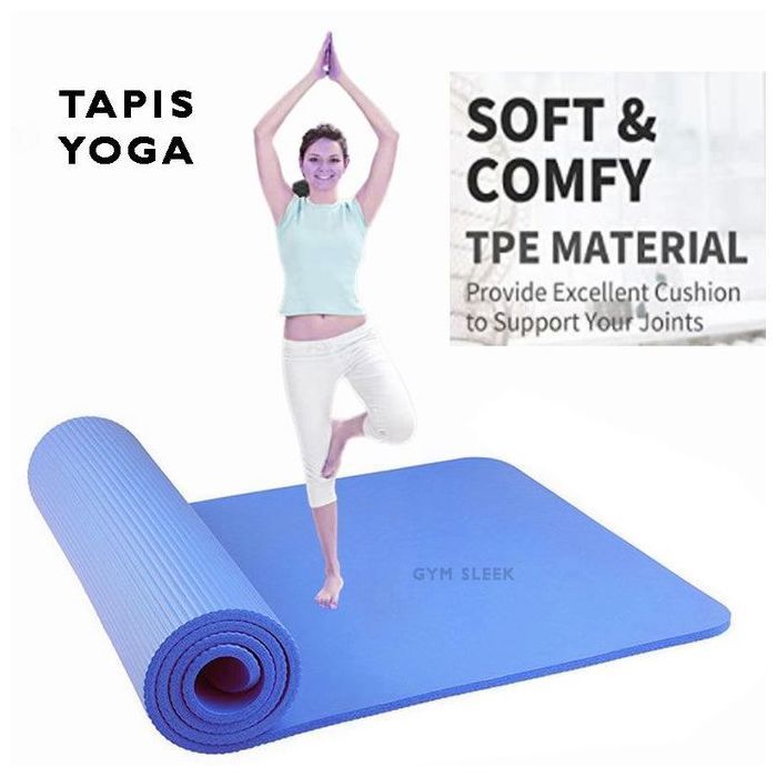 Tapis de Yoga Épais 10mm Confort Écologie Stabilité Anti-dérapant Non Toxique pour Sport Voyage