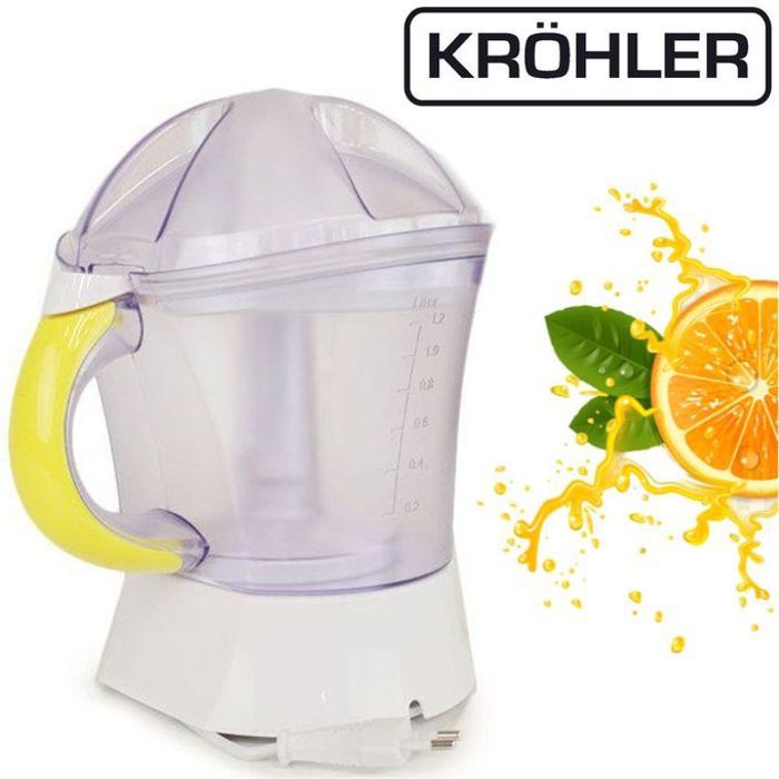 KROHLER PEPA-8109 Presse Agrumes Electrique, Capacité Bol 1 Litre, rotation alternée, 40W